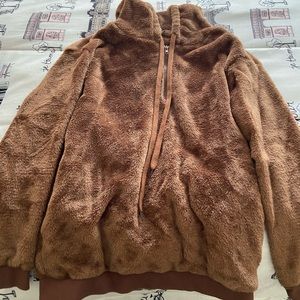 fuzzy brown sweatshirt